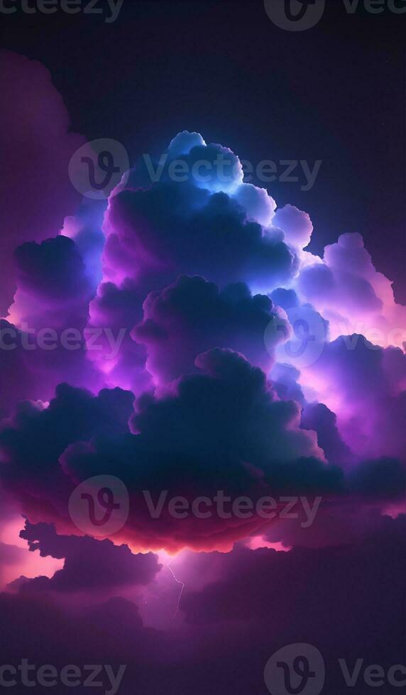 3d render abstract clouds illuminated with darkness light photo