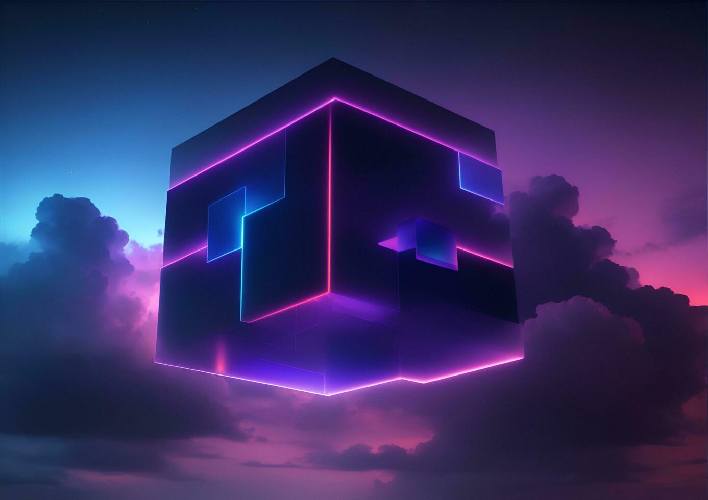3d render abstract clouds illuminated with darkness light photo