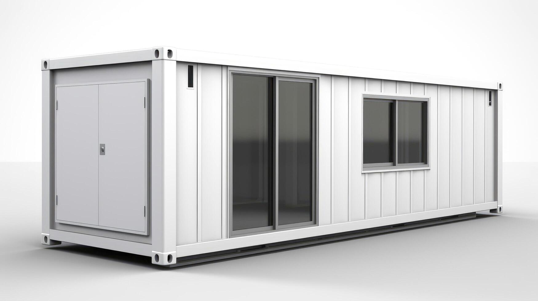 Mobile office buildings or container site office for construction site. Shipping container. Portable house and office cabins, illustration photo