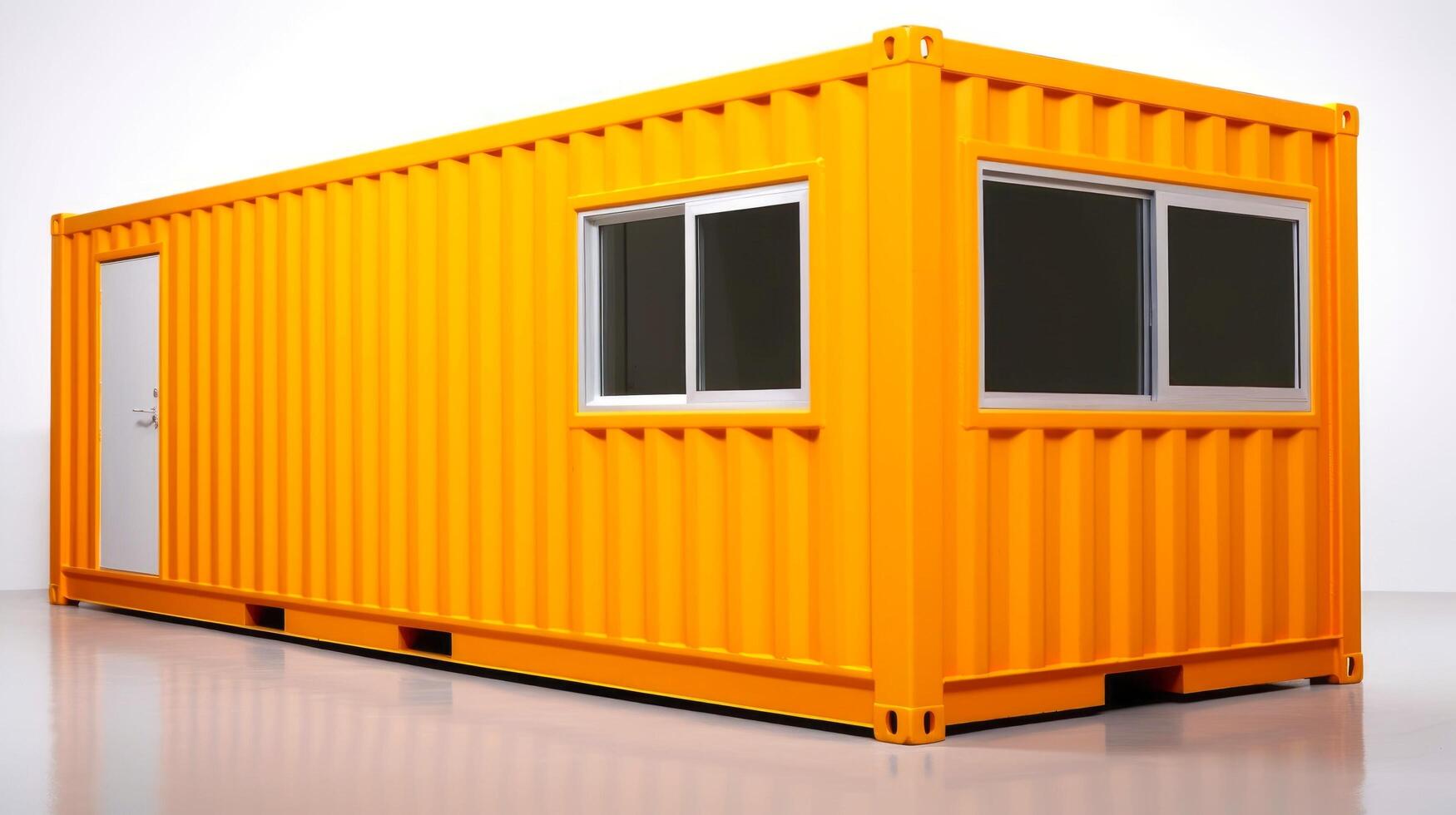 Mobile office buildings or container site office for construction site. Shipping container. Portable house and office cabins, illustration photo