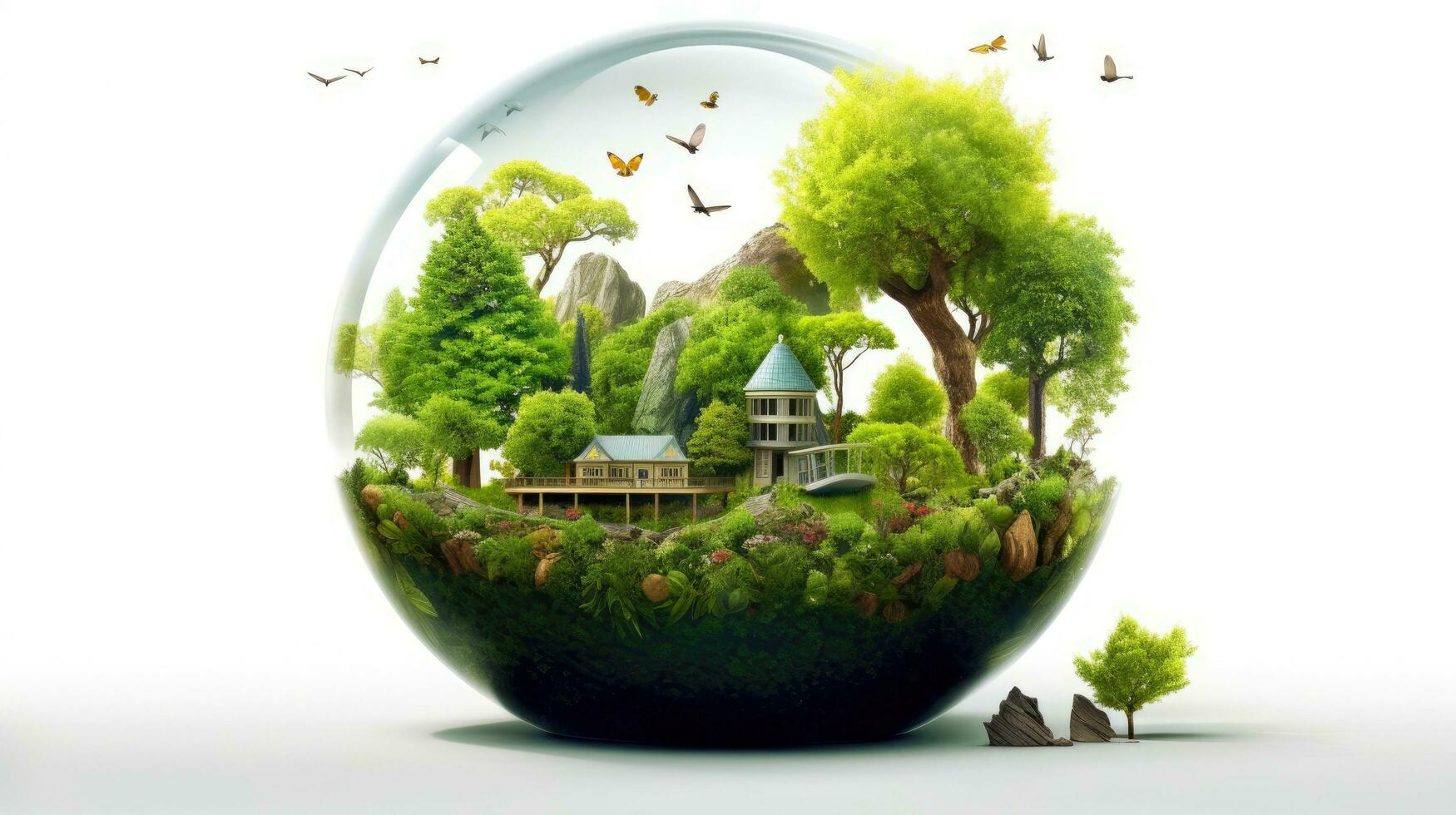 Illustration image, Nature and Sustainability, Eco-friendly Living and conservation, Concept art of Earth and animal life in different environments, Generative AI illustration photo