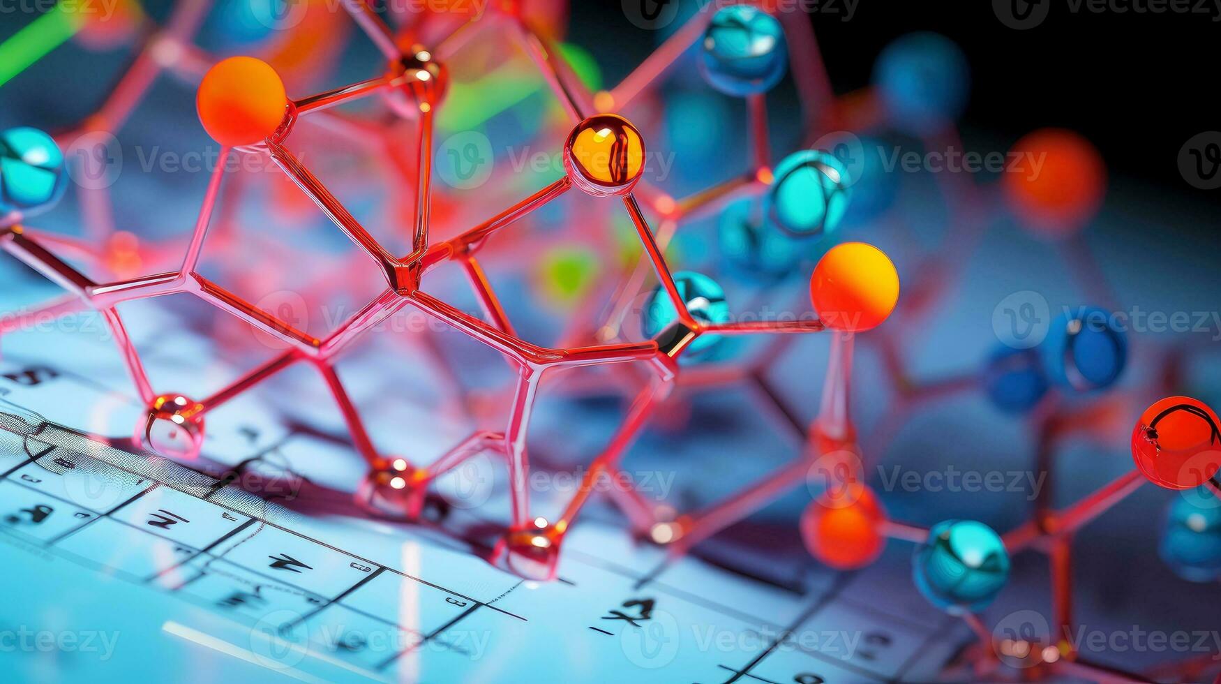 médico estudios de molecular estructuras Ciencias en el Servicio de humano. tecnologías de el futuro en nuestra vida. molécula de medicina modelo, generativo ai ilustración foto