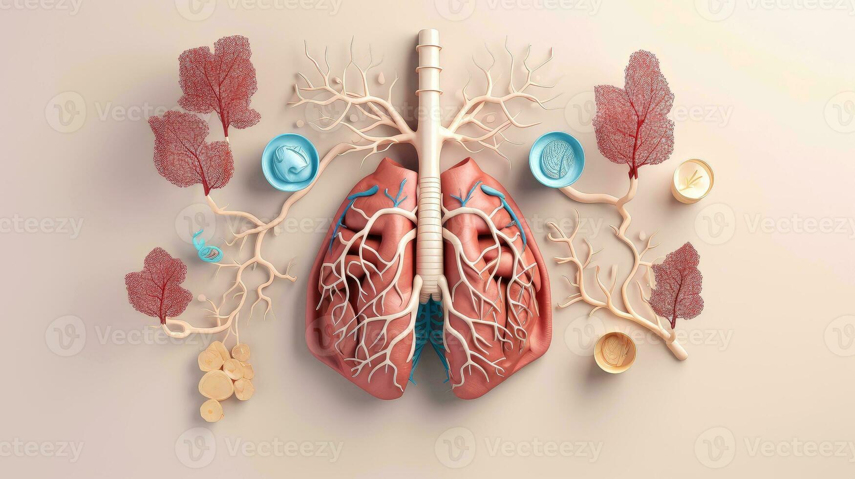 3D illustration of the human organ systems, Human internal organs. Anatomy. Nervous, circulatory, digestive, excretory, urinary,and bone systems. Medical education concept, Generative AI illustration photo