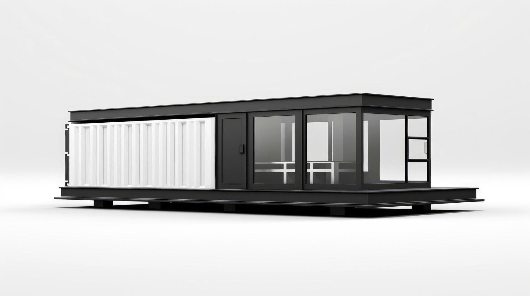 Mobile office buildings or container site office for construction site. Shipping container. Portable house and office cabins, illustration photo