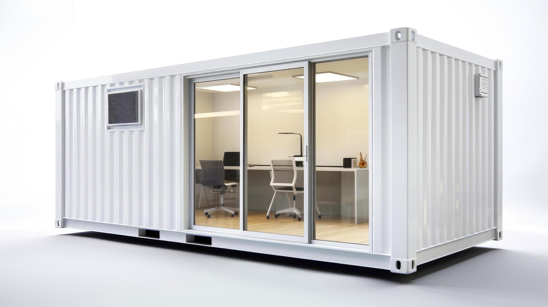 Mobile office buildings or container site office for construction site. Shipping container. Portable house and office cabins, illustration photo