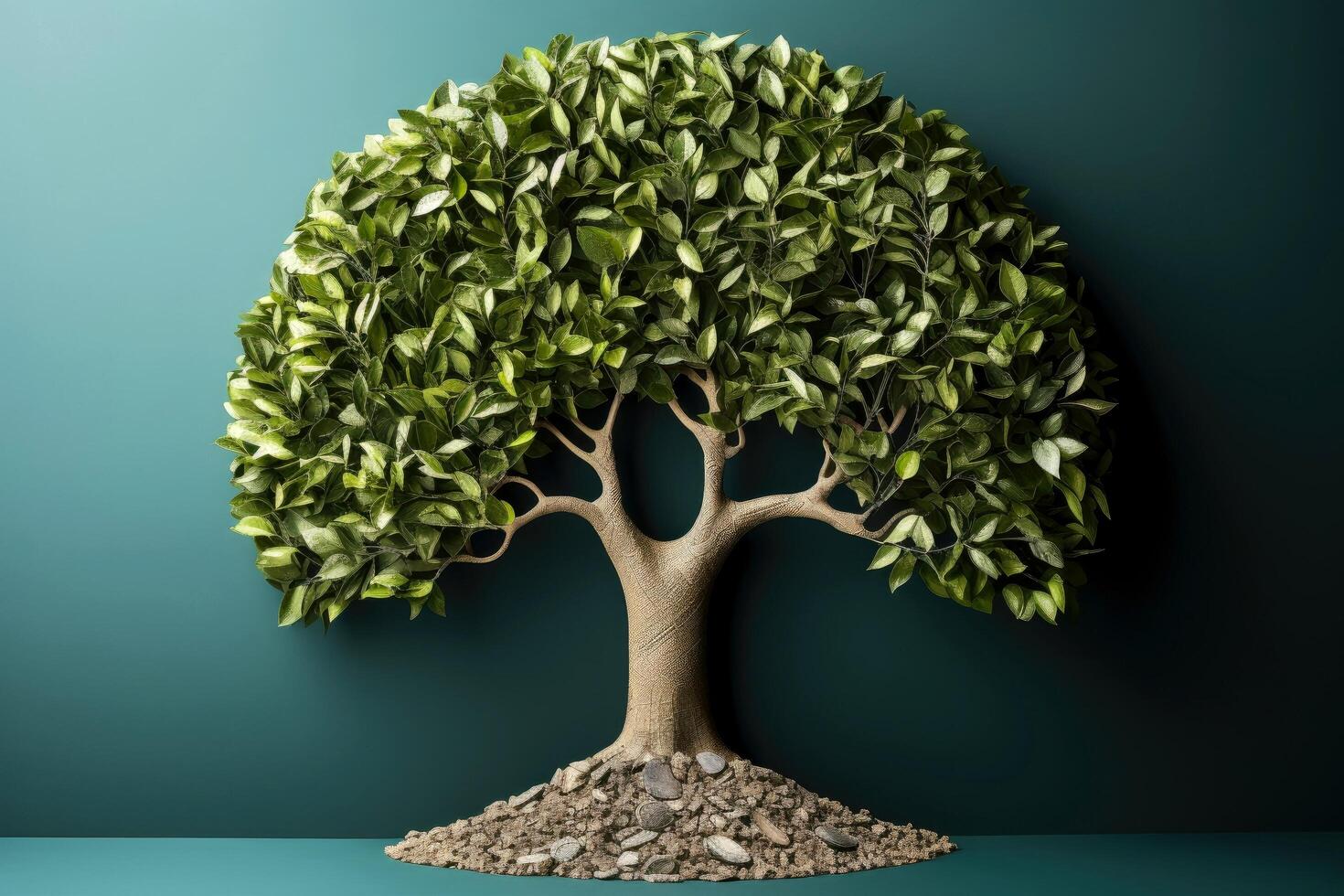 Ecosystem restoration, environment day concept tree background. Recycle icon paper cut banner with forest. Ecology project concept, illustration photo
