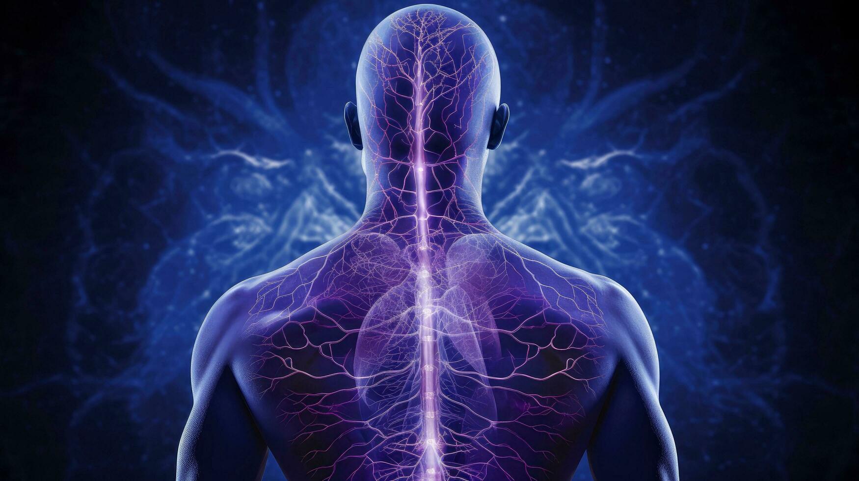 Illustration of thought energy . Head of person and neural network of brain with a problematic areas, Psychic waves concept, Generative AI illustration photo
