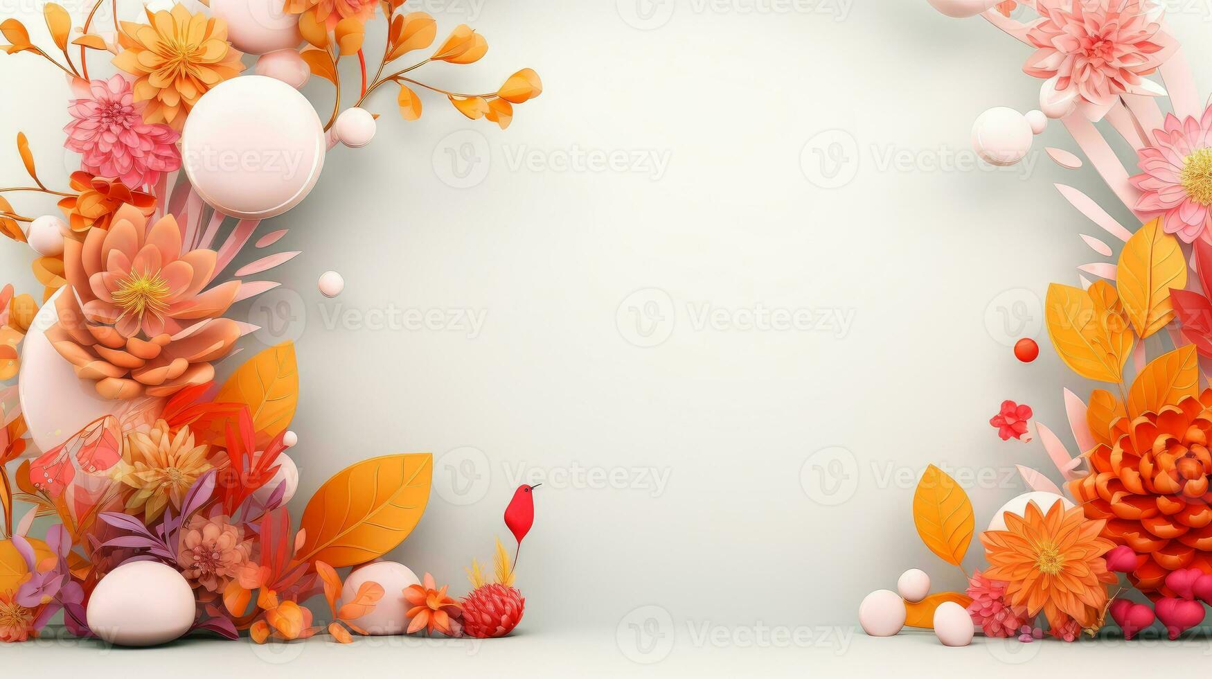 Floral Border Frame Card Template. Multicolor Flowers, Leaves, For Banner,  Wedding Card. Springtime Composition With Copy-space, Generative AI  Illustration Stock Photo, Picture and Royalty Free Image. Image 208196901.