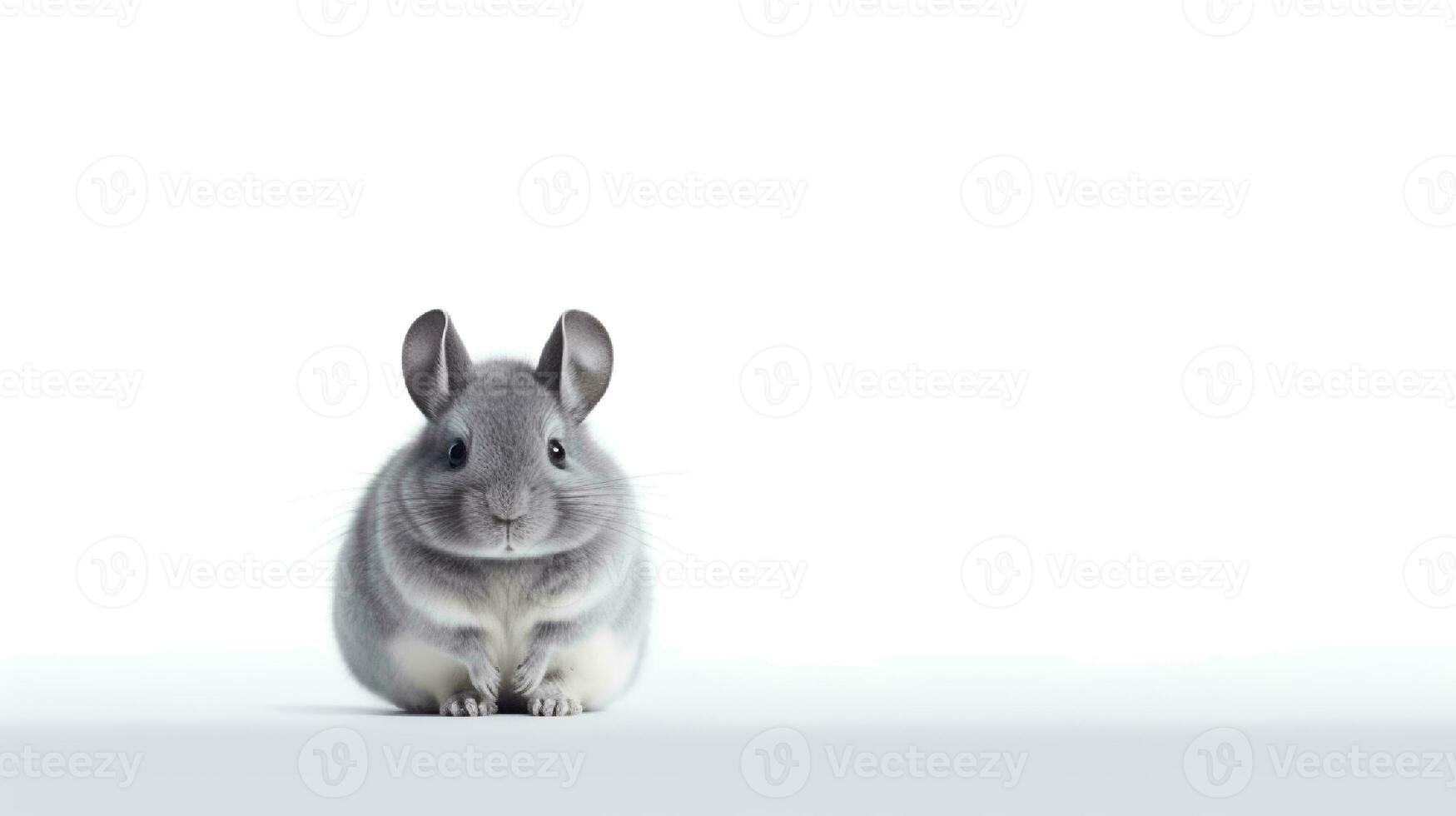 Photo of a chinchilla on white background. Generative AI