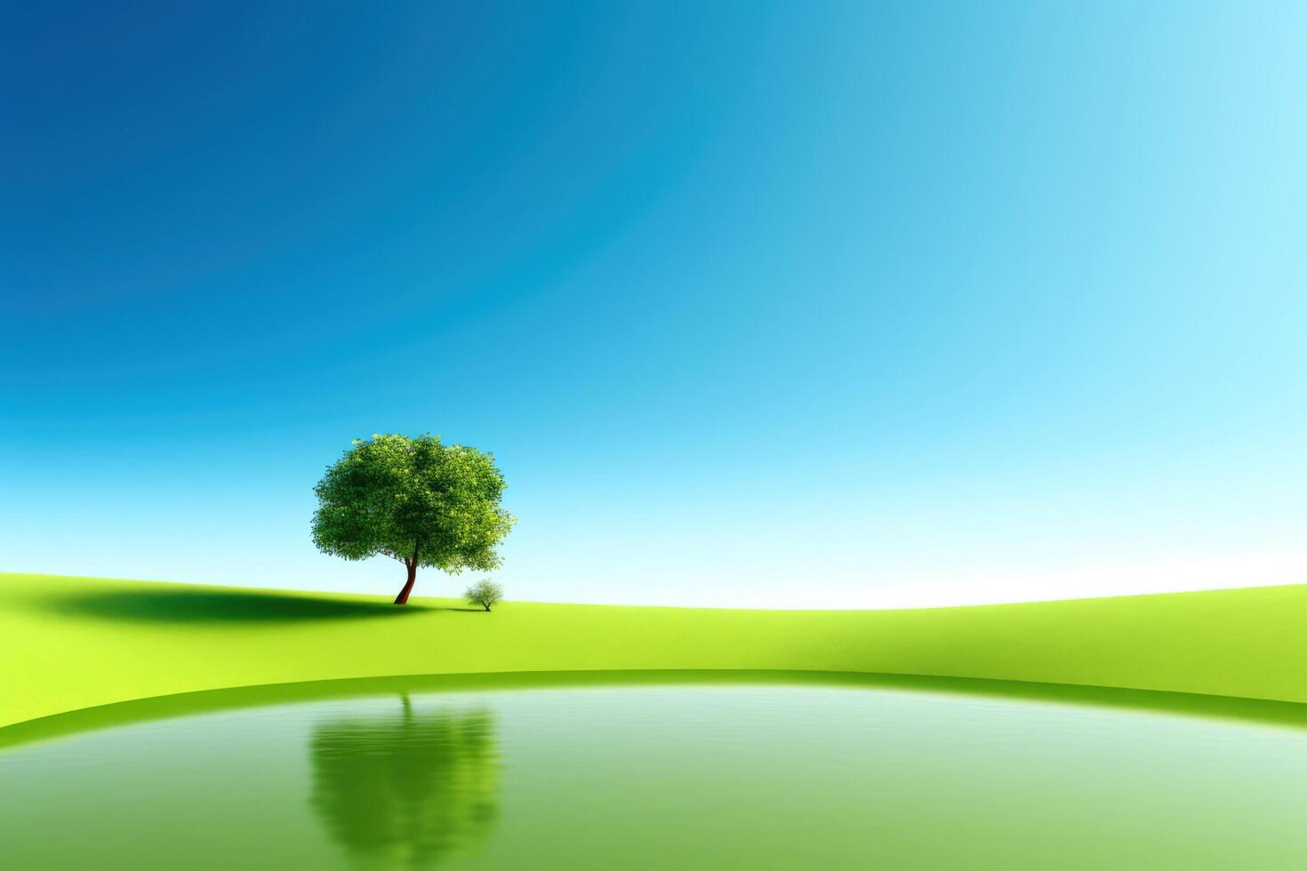 Abstract illustration minimalist landscape, alone tree in clear nature landscapeAbstract illustration minimalist landscape, Alone tree in clear nature landscape, illustration photo