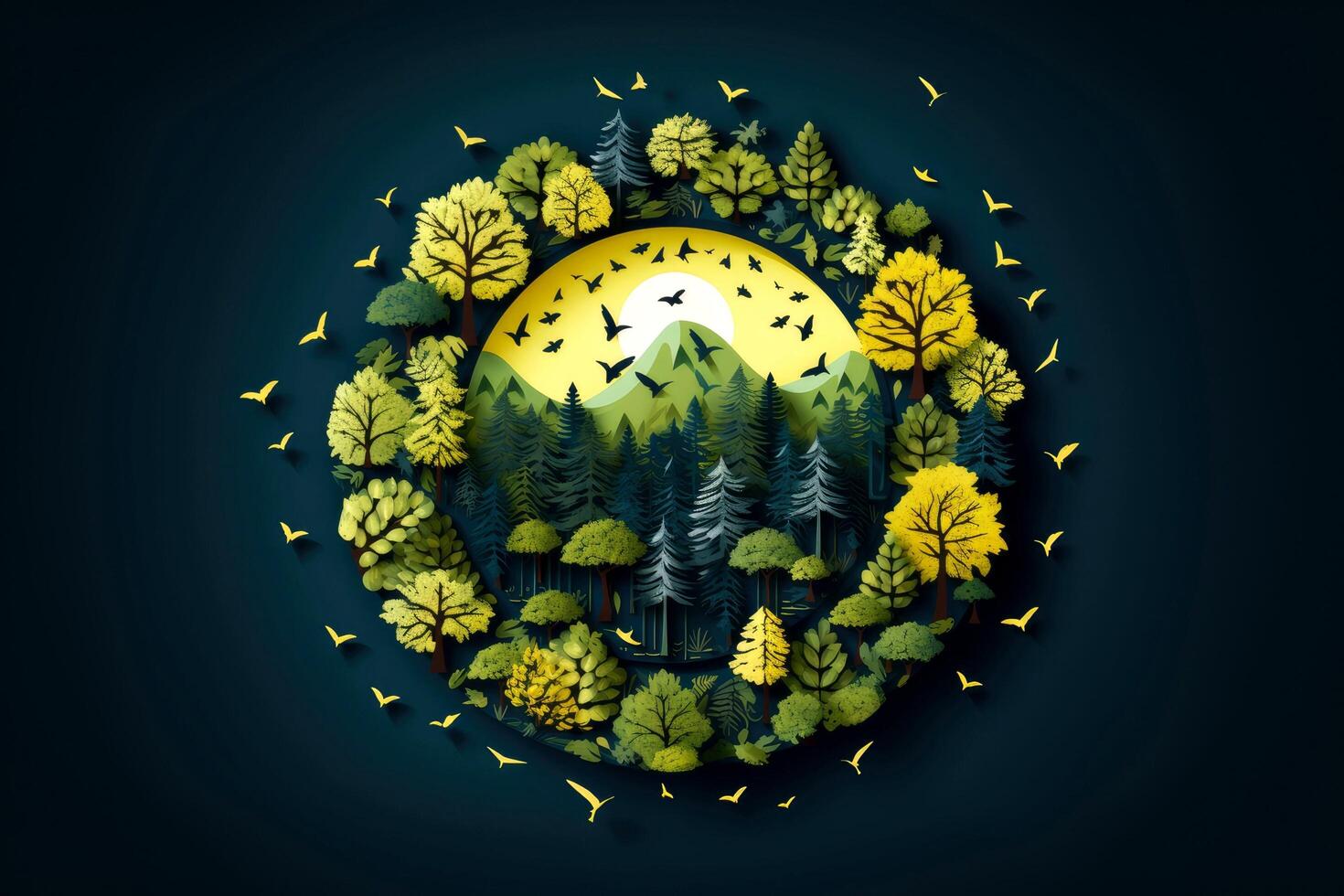 llustration images, Ecosystem restoration, environment day concept tree background. Ecology project concept, illustration photo