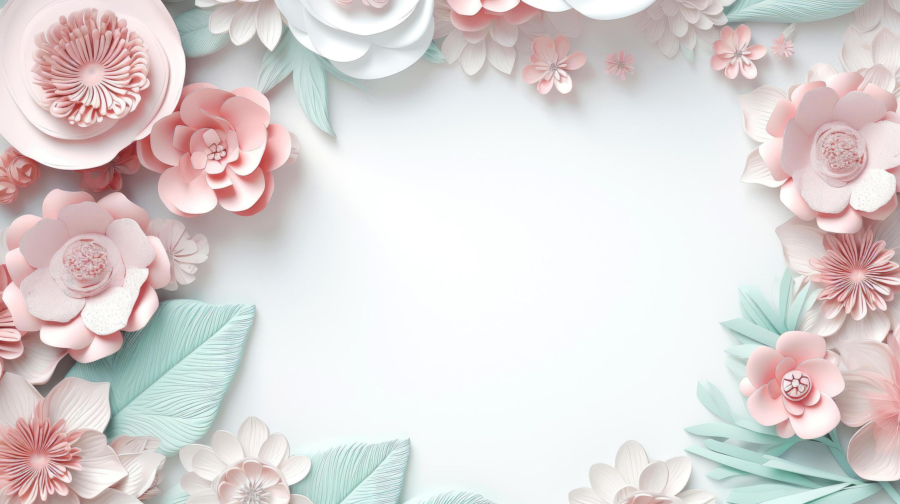 Floral Border Frame Card Template. Multicolor Flowers, Leaves, For Banner,  Wedding Card. Springtime Composition With Copy-space, Generative AI  Illustration Stock Photo, Picture and Royalty Free Image. Image 208196901.