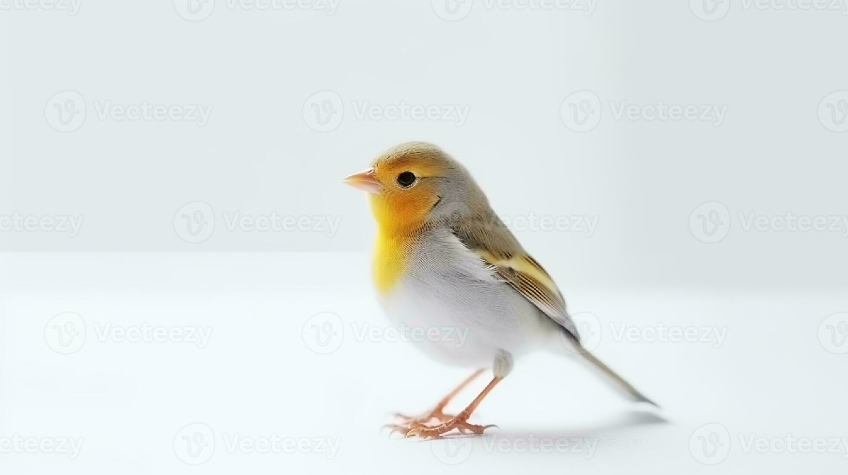 Photo of a finch bird on white background. Generative AI