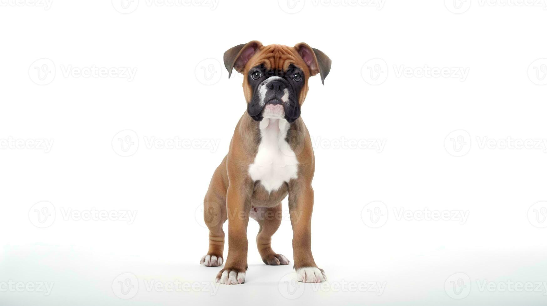 foto de un Boxer perro en blanco antecedentes. generativo ai
