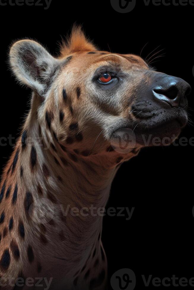 Photo of Hyena on black background. Generative AI