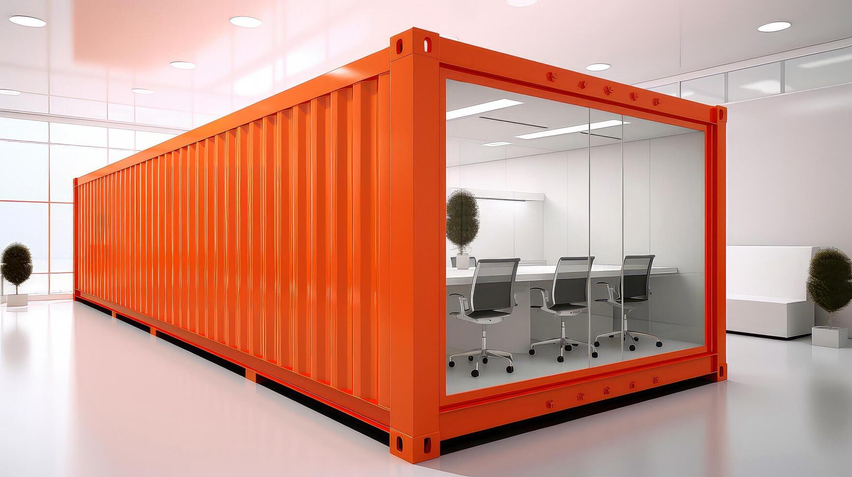 Mobile office buildings or container site office for construction site. Shipping container. Portable house and office cabins, illustration photo