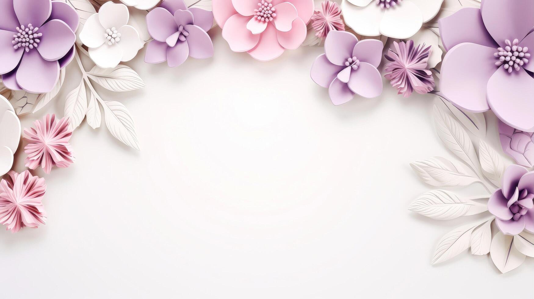 Floral border frame card template. multicolor flowers, leaves, for banner, wedding card. Springtime composition with copy-space, illustration photo