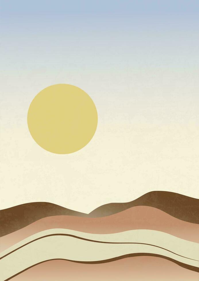 Aesthetic contemporary background with sunrise valley. vector