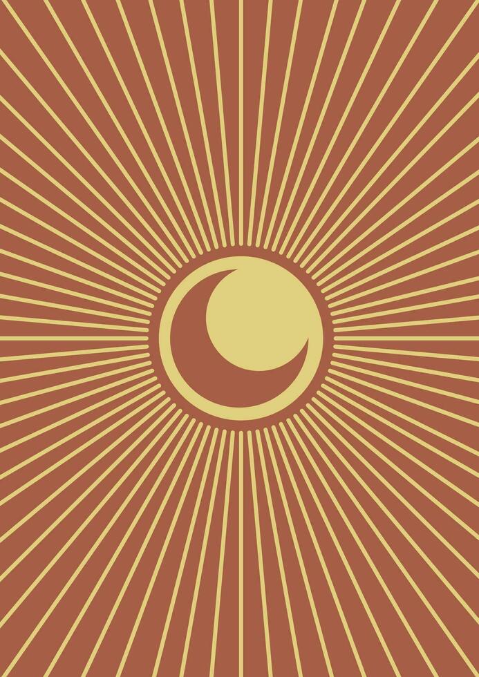 Brown sun print boho minimalist printable wall art illustration vector
