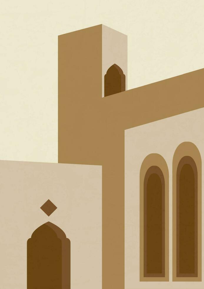 Aesthetic minimalist Morocco architecture poster illustration vector
