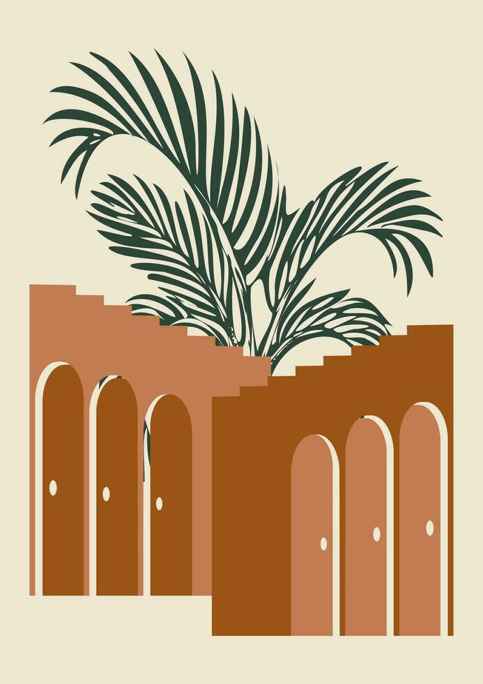 Aesthetic minimalist Morocco architecture poster illustration. vector