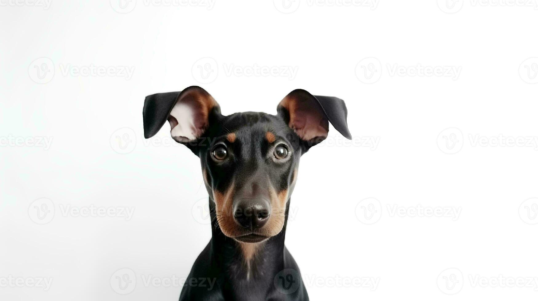 Photo of a doberman on white background. Generative AI