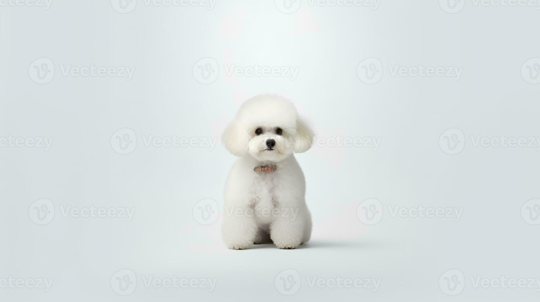 Photo of a poodle dog on white background. Generative AI