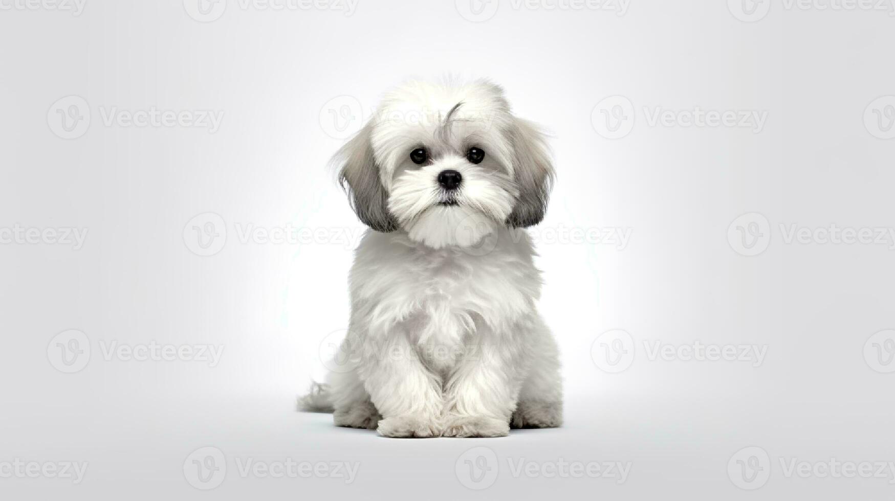 Photo of a shih tzu on white background. Generative AI