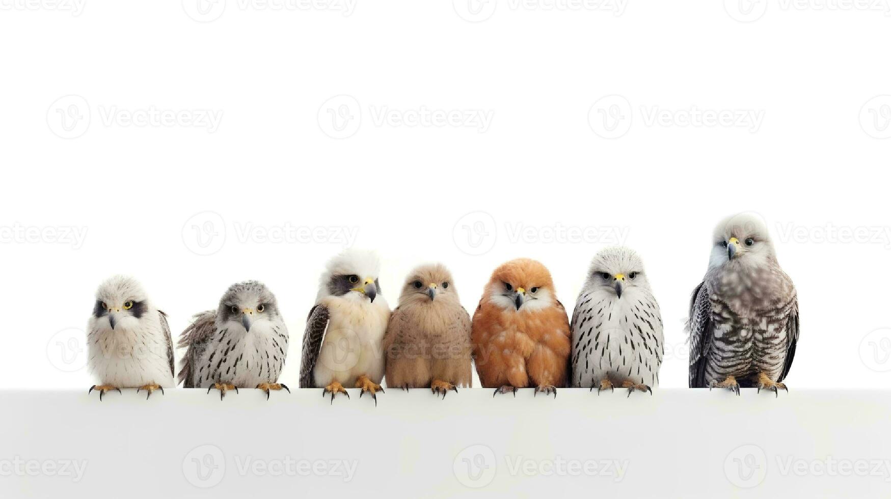 Photo of a Bird of prey on white background. Generative AI