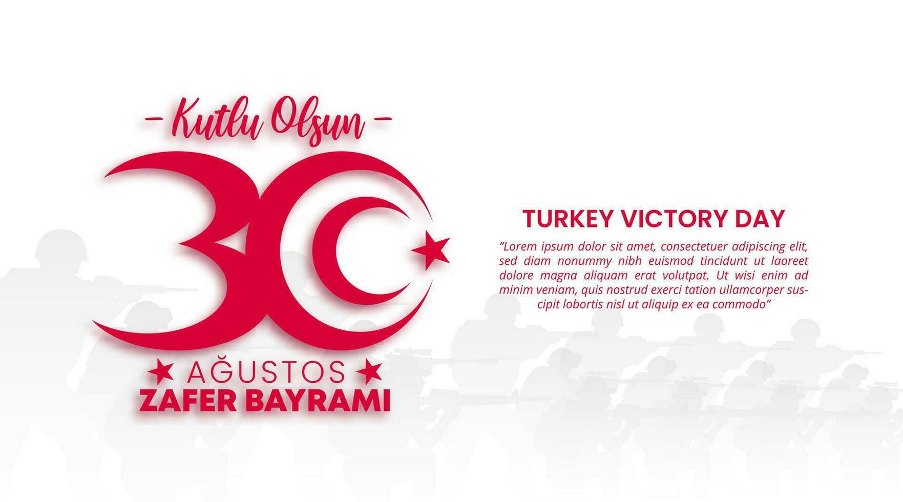 30 Agustos Zafer Bayrami or Turkey victory day background with a cutting paper design style vector