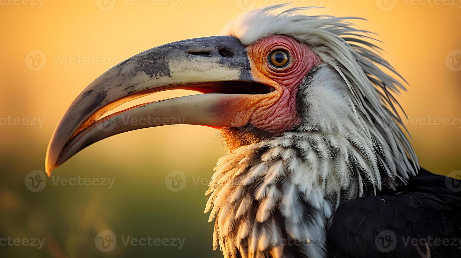 Photo of Yellow-Billed Hornbill on black background.
