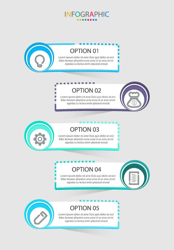 Vector Infographic modern graphic template with icons and 5 options