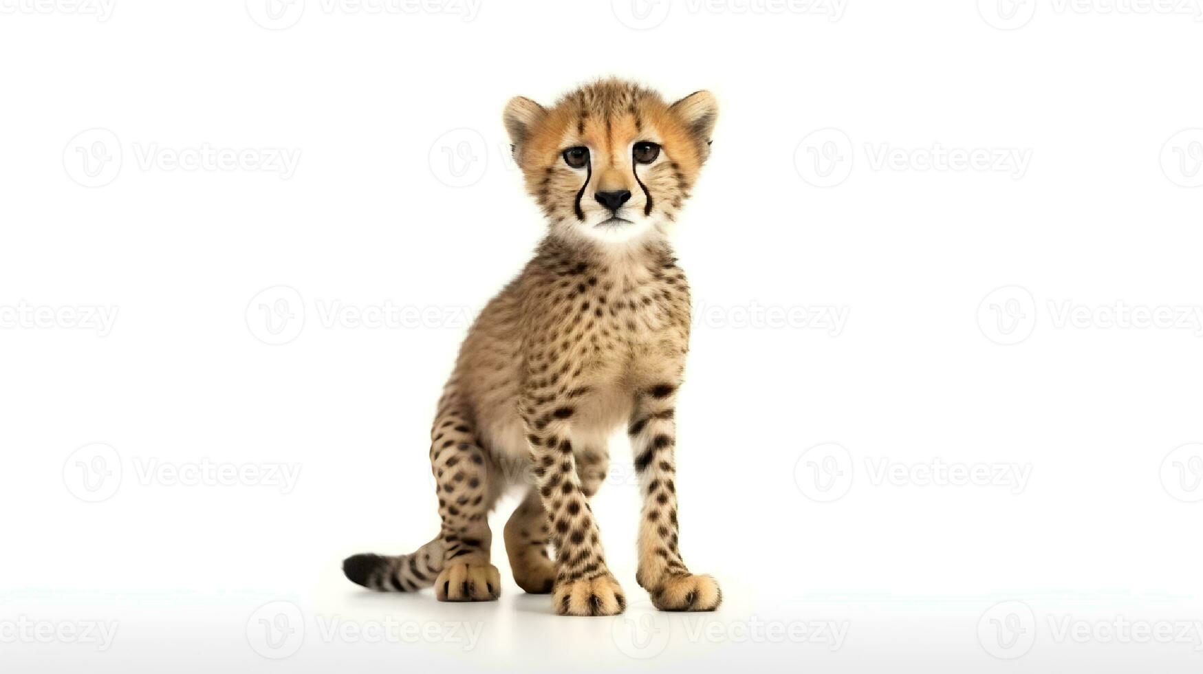 Photo of a cheetah on white background. Generative AI