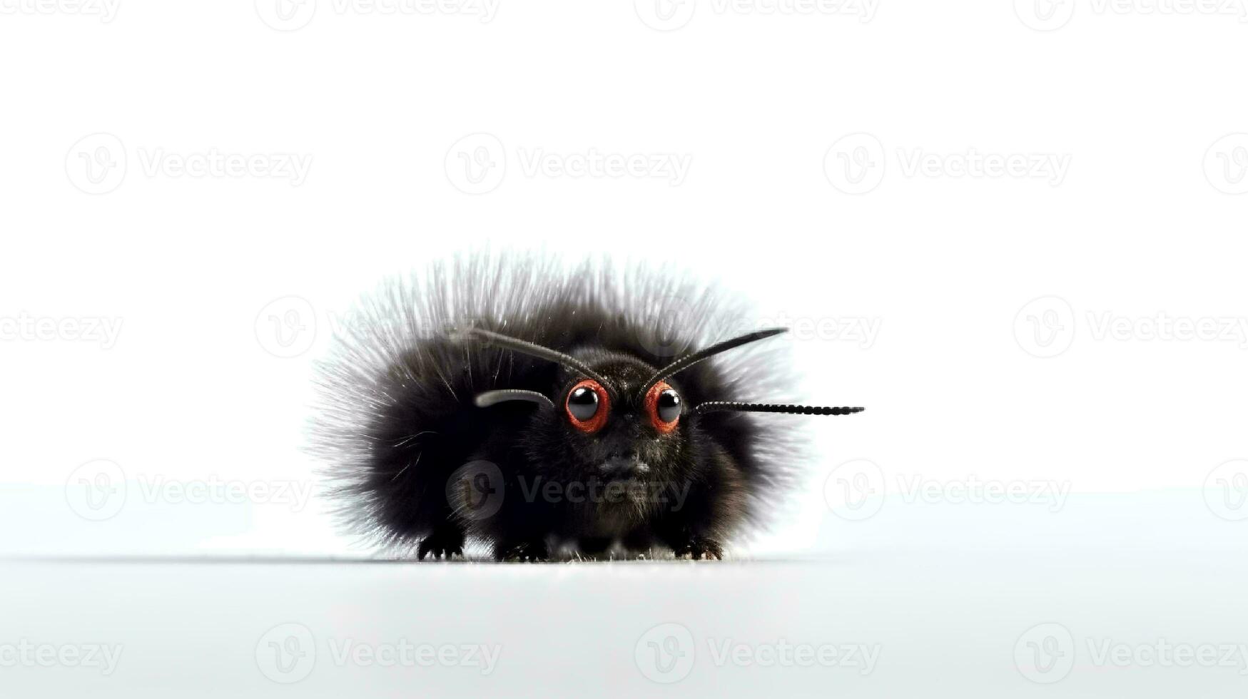 Photo of a bear caterpillar on white background. Generative AI