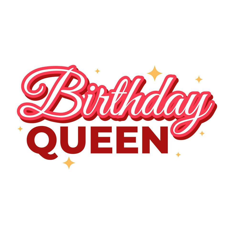 Birthday Queen Girl Female Celebrate Text Banner Template Design Vector