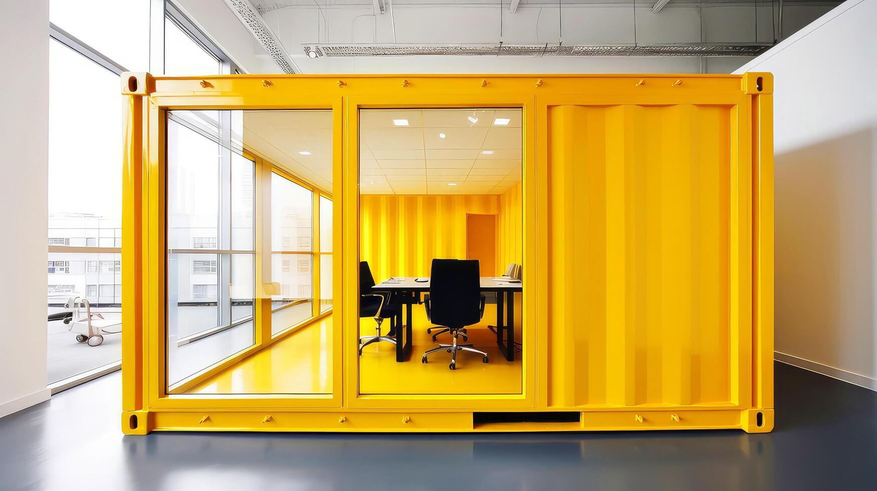 Mobile office buildings or container site office for construction site. Shipping container. Portable house and office cabins, illustration photo