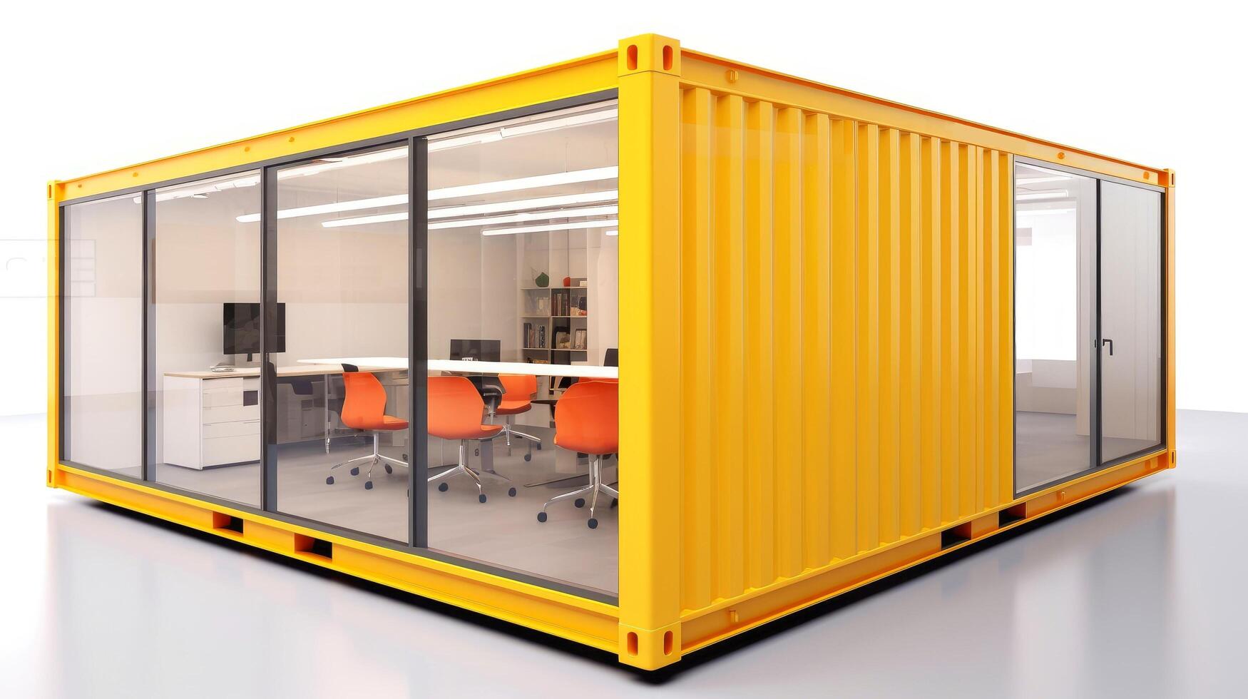 Mobile office buildings or container site office for construction site. Shipping container. Portable house and office cabins, illustration photo