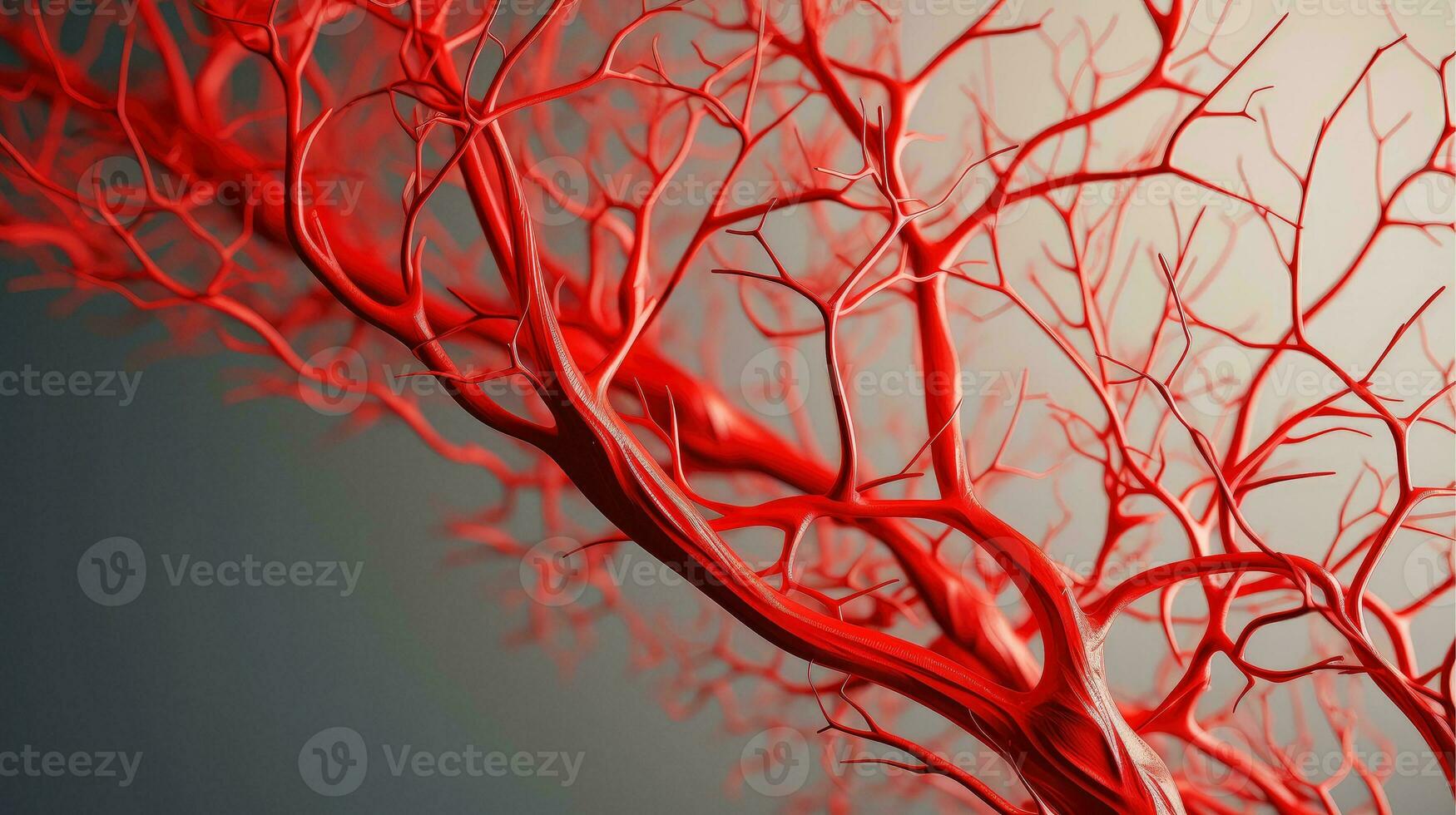 3d ilustración Bosquejo de el humano Organo sistemas, circulatorio, digestivo, rojo y blanco células de sangre con borroso fondo médico educación concepto, generativo ai ilustración foto