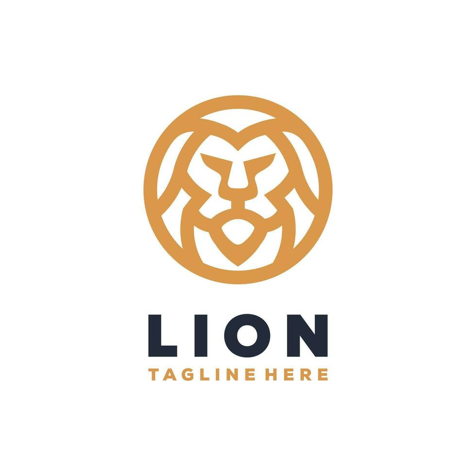 león Rey estrella lujo logo prima oro vector diseño