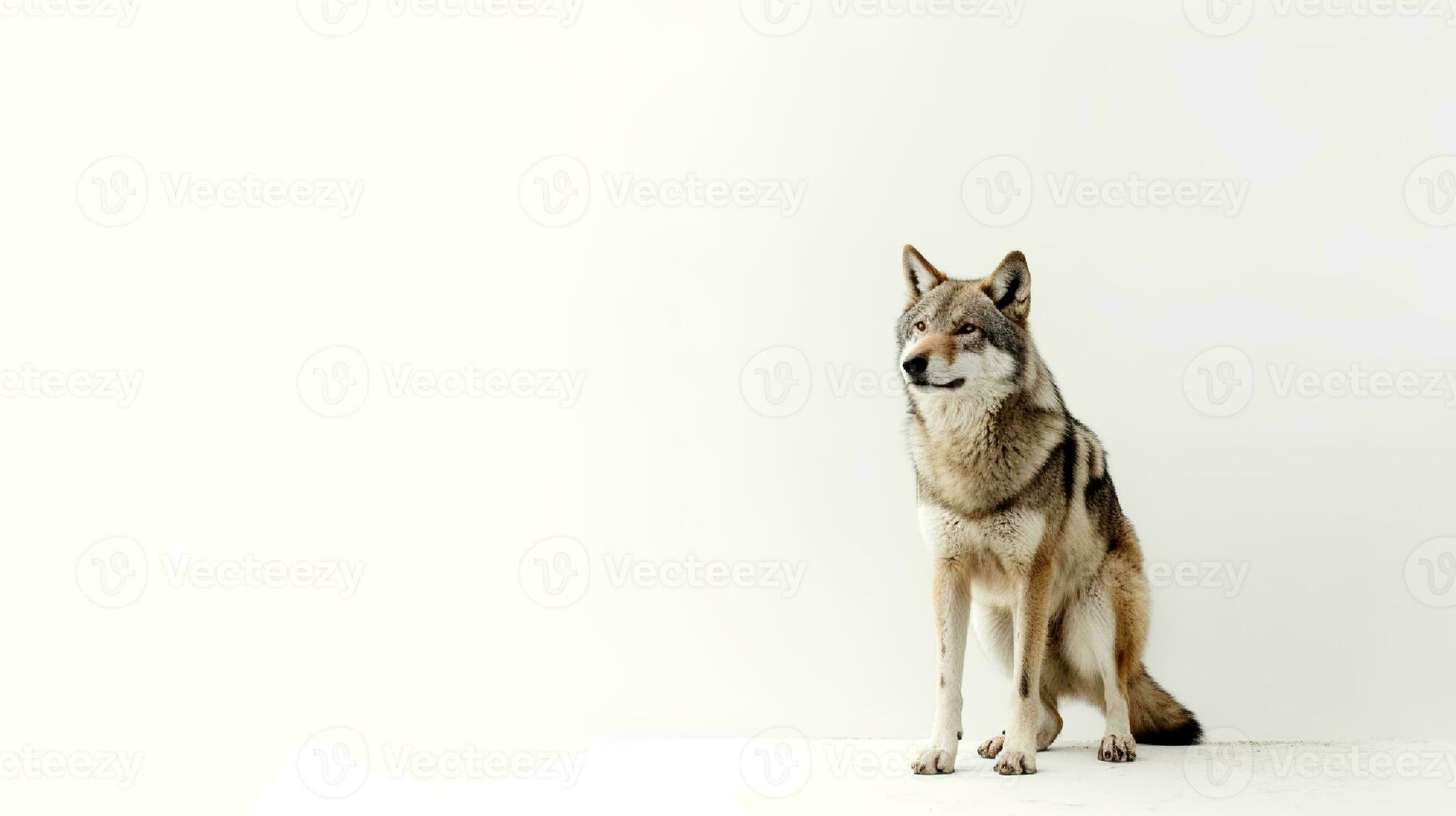 Photo of a wolf on white background. Generative AI