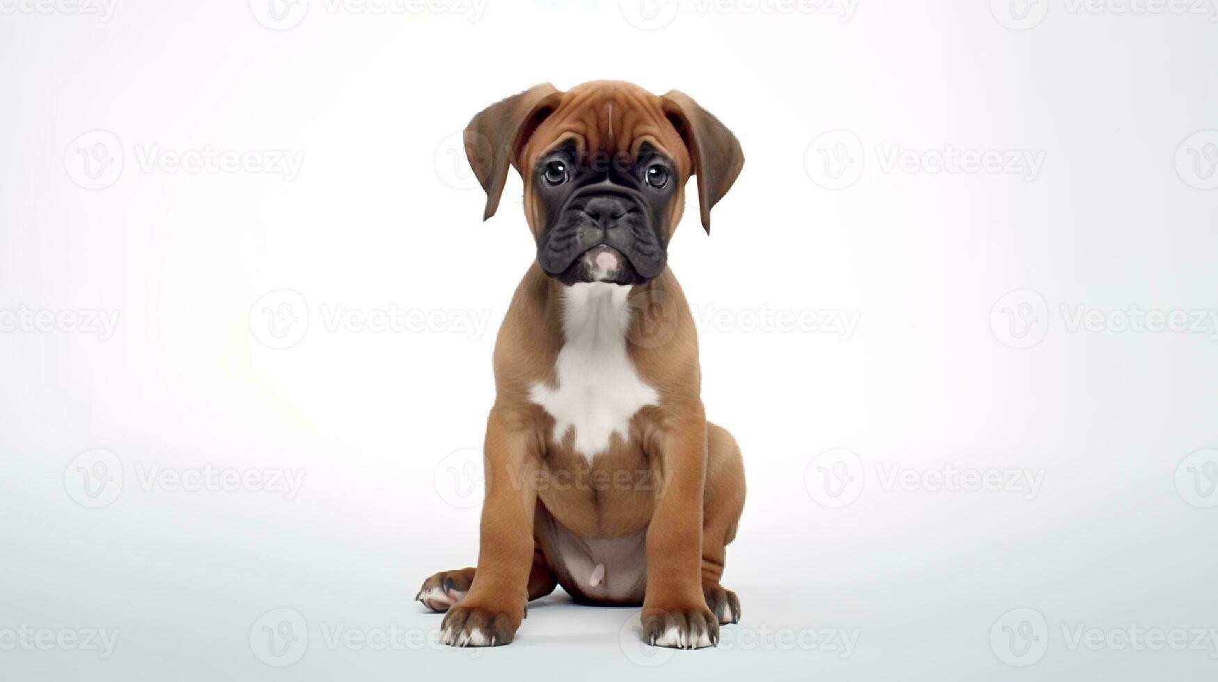 foto de un Boxer perro en blanco antecedentes. generativo ai