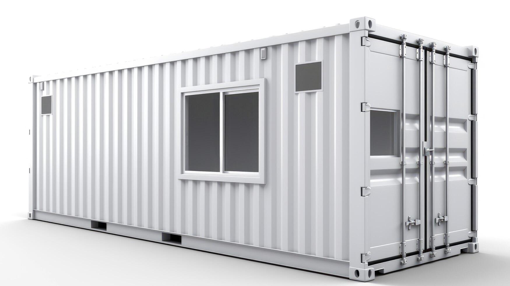 Mobile office buildings or container site office for construction site. Shipping container. Portable house and office cabins, illustration photo