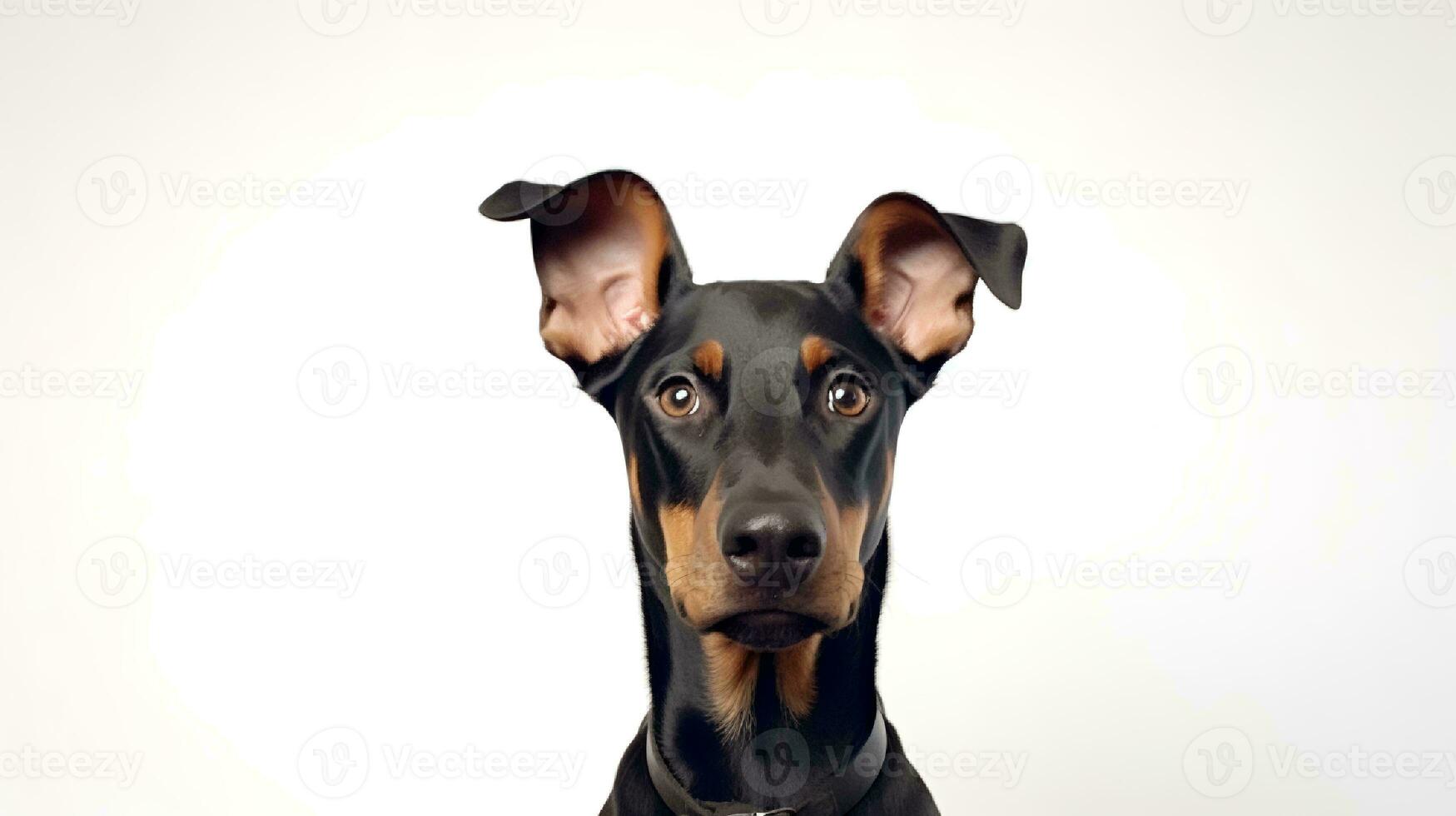 Photo of a doberman on white background. Generative AI