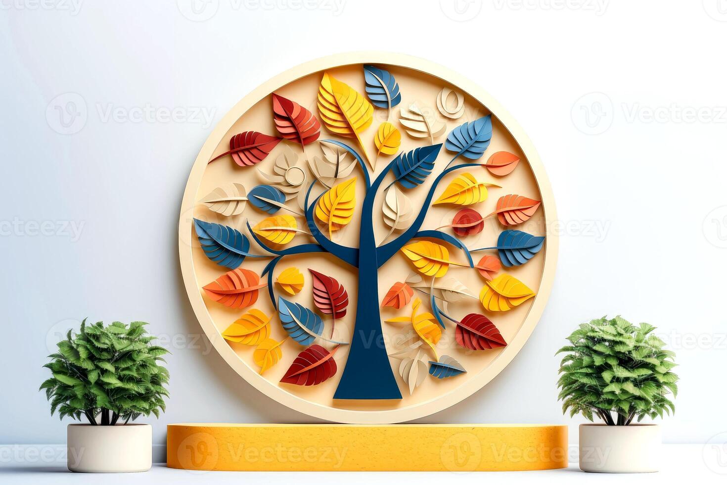 Ecosystem restoration, environment day concept tree background. Recycle icon paper cut banner with forest. Ecology project concept, illustration photo
