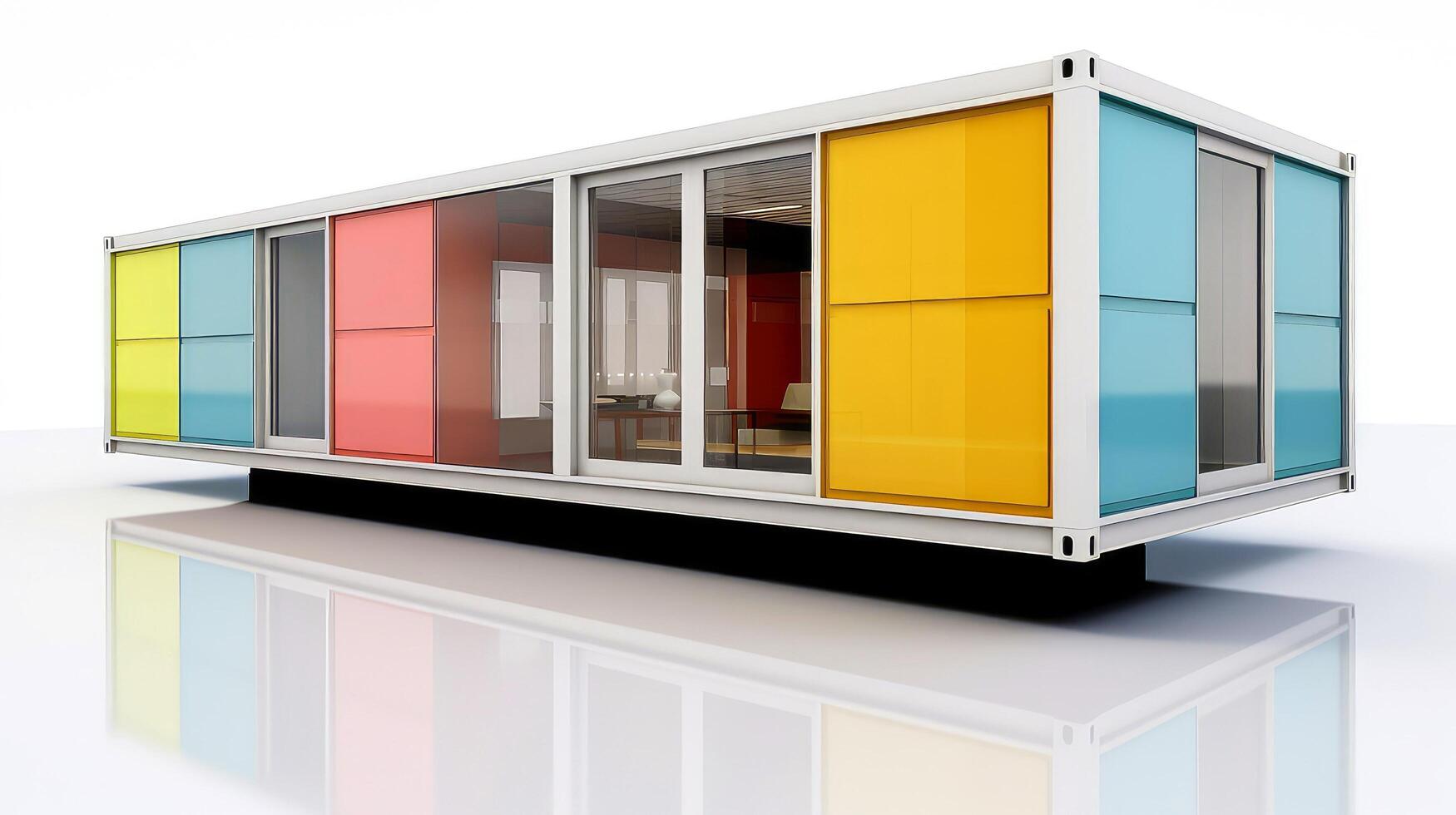 Mobile office buildings or container site office for construction site. Shipping container. Portable house and office cabins, illustration photo