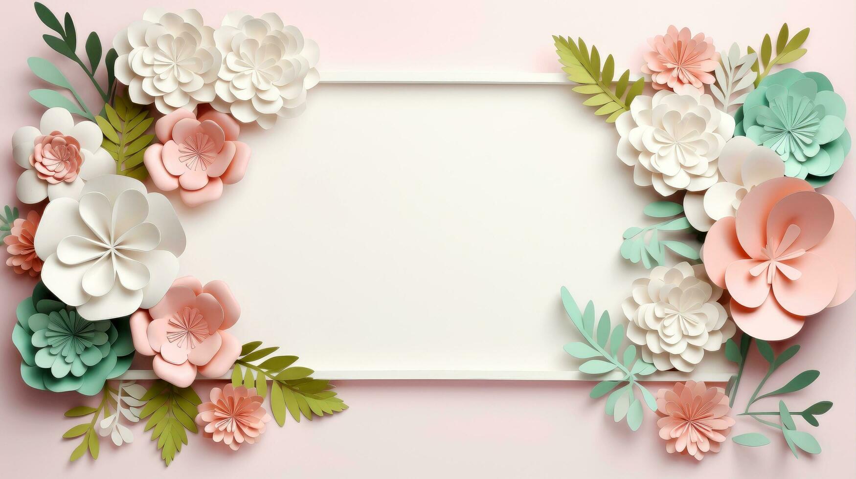 Floral Border Frame Card Template. Multicolor Flowers, Leaves, For Banner,  Wedding Card. Springtime Composition With Copy-space, Generative AI  Illustration Stock Photo, Picture and Royalty Free Image. Image 208196901.