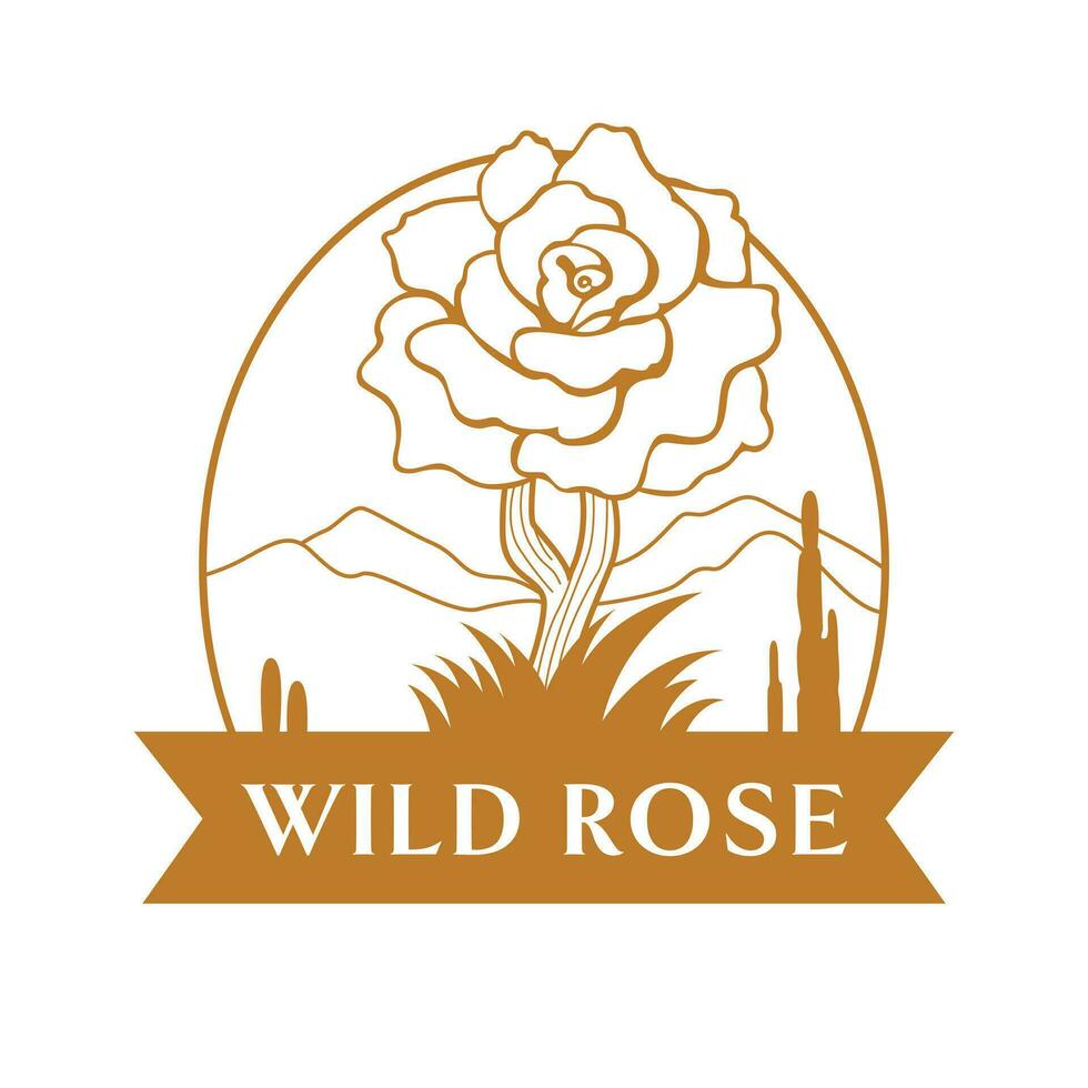 Wild Rose vector logo design. Desert vector emblem.