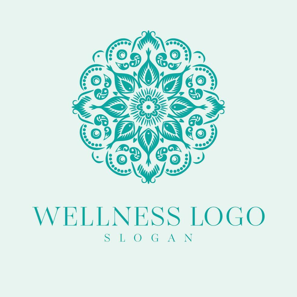 Wellness vector logo design. Mandala floral vector emblem.