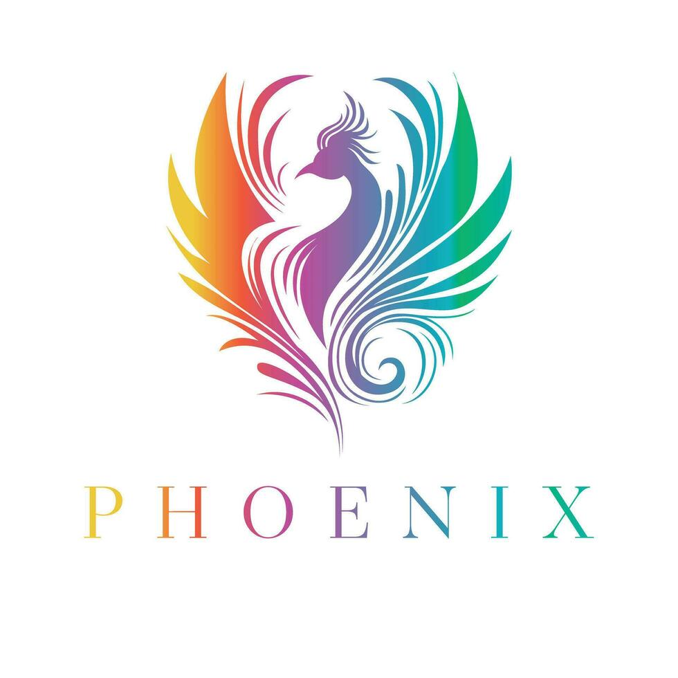 Phoenix vector logo design. Fantasy bird vector design.