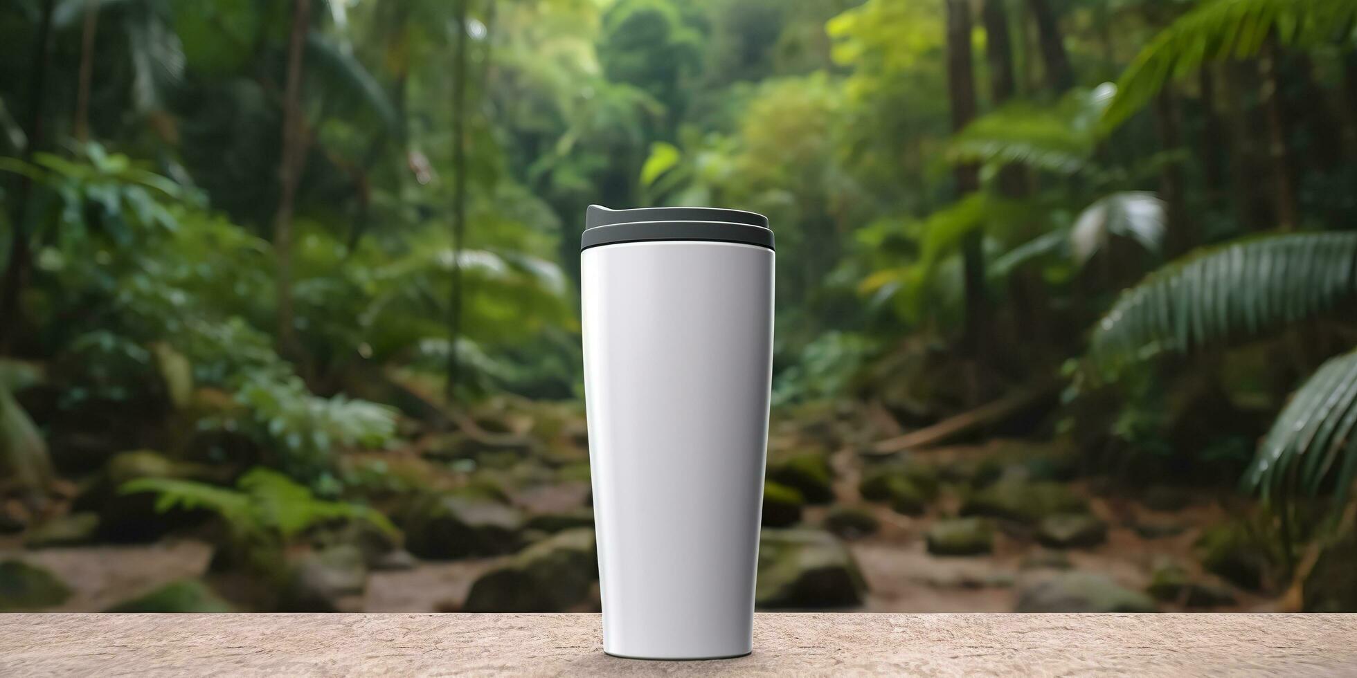 Blank white coffee cup mockup. Generative AI photo